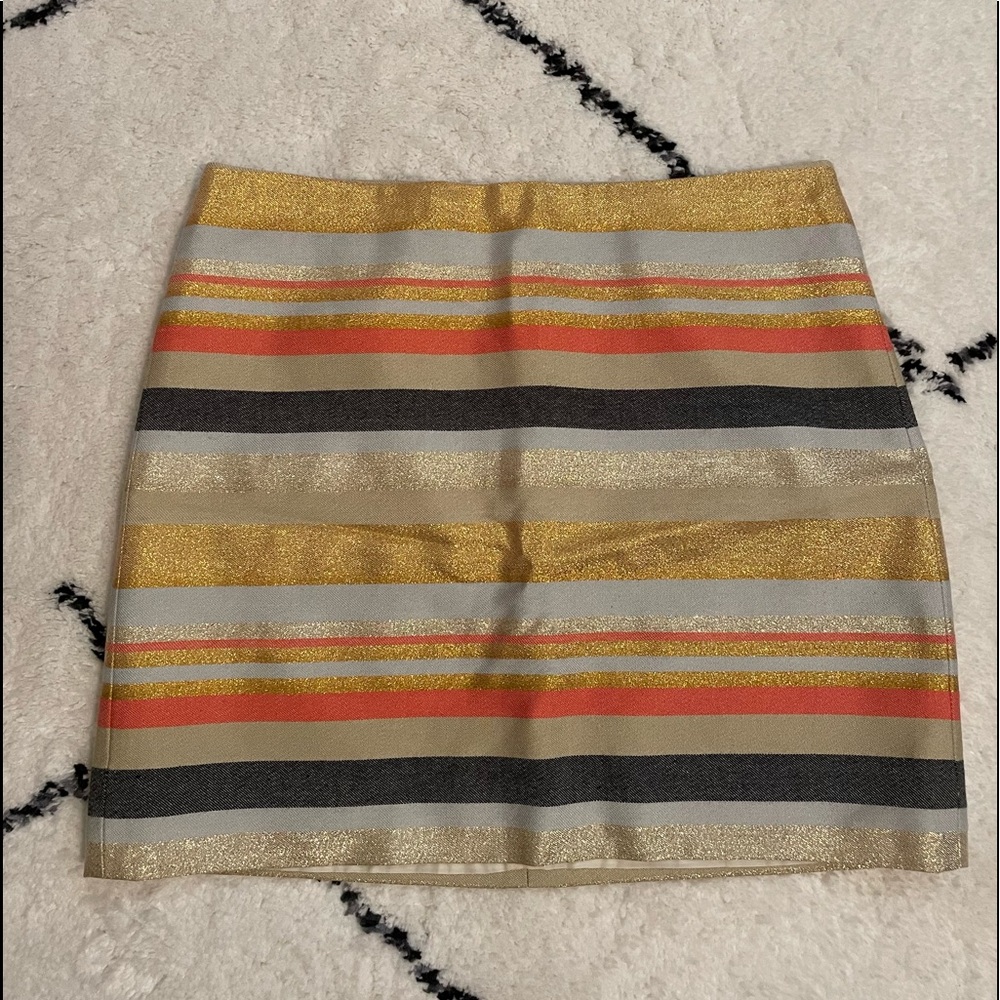 J Crew Factory Sparkly Striped Pencil Mini Skirt